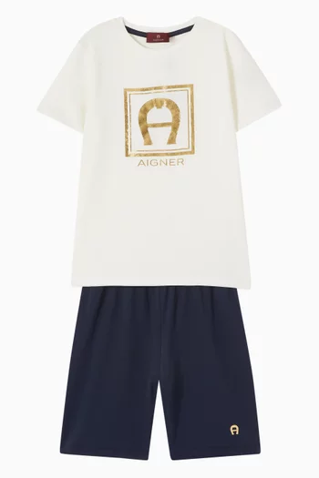 Sqaure Logo T-Shirt & Shorts Pyjama Set