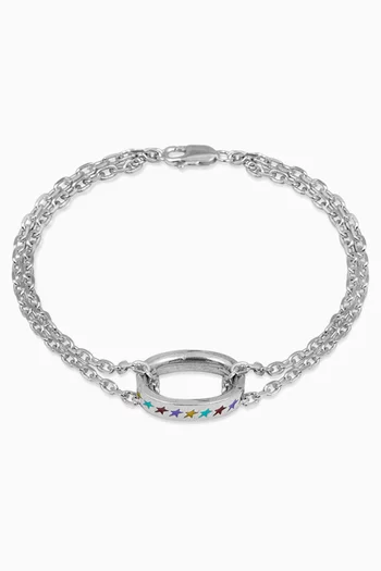 Enameled Link Bracelet in Sterling Silver