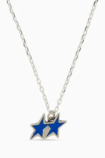 Tilted Enameled Necklace in Sterling Silver