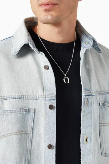 Horseshoe Stone Necklace in Silver-plated Brass