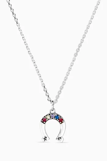 Horseshoe Stone Necklace in Silver-plated Brass