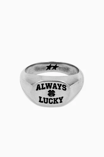 خاتم بعبارة Always Lucky نحاس مطلي فضة