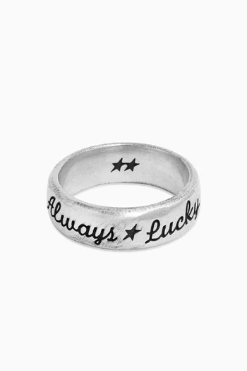 خاتم بعبارة Always Lucky نحاس مطلي فضة