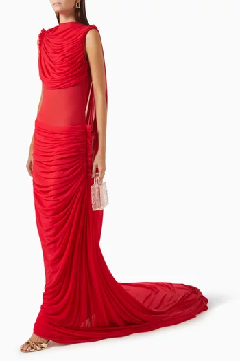 Draped Dress in Power Mesh