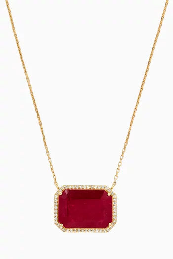 Ruby & Diamond Pendant Necklace in 18kt Gold