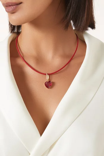 Heart-Cut Ruby & Diamond Charm in 18kt Gold