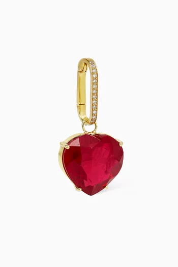 Heart-Cut Ruby & Diamond Charm in 18kt Gold