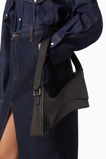 Small Wave Asymmetric Shoulder Bag in Leather