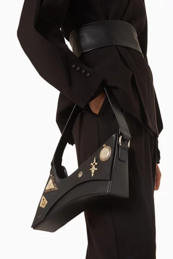 Small Wave Berbere Vintage Edition Asymmetric Shoulder Bag in Leather