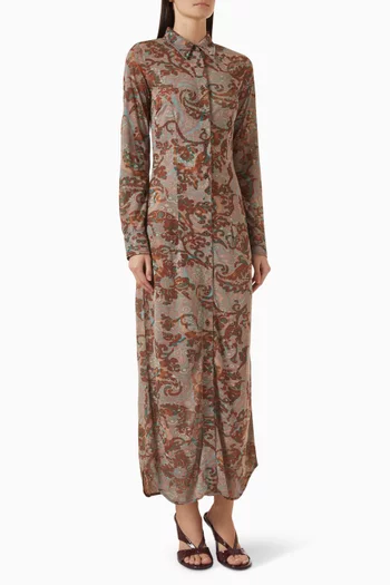 Printed Shirt Maxi Dress