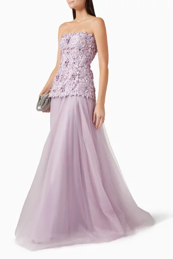 Gisella Petal-embellished Strapless Gown
