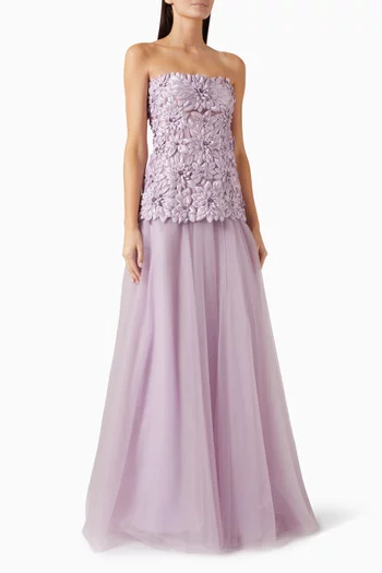 Gisella Petal-embellished Strapless Gown