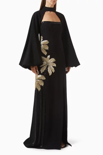 Terrin Appliqué Gown in Crepe