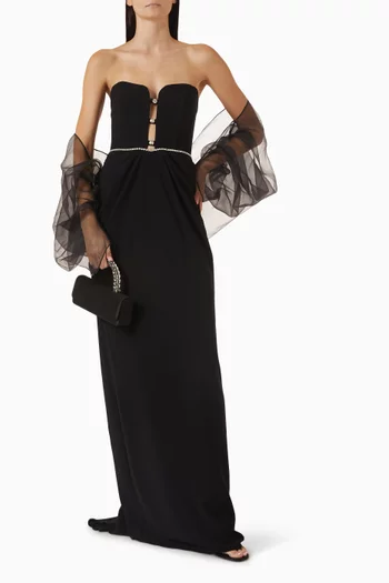 Crystal-embellished Strapless Crepe Dress