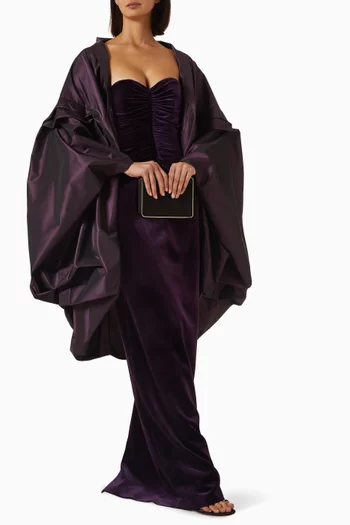 طقم فستان وكاب مخمل وتفتا