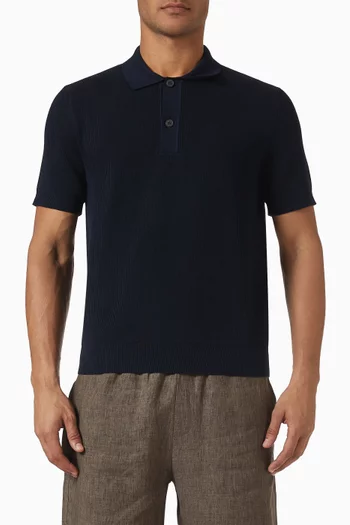 Contrast Rib Polo Shirt in Cotton