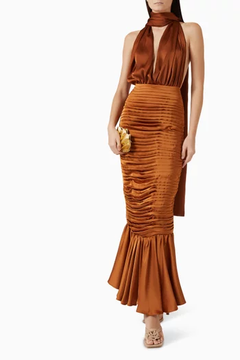 Desert De Sahara Maxi Skirt in Satin