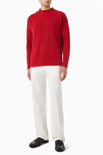 Ribbed Crewneck Sweater in Cashmere-knit