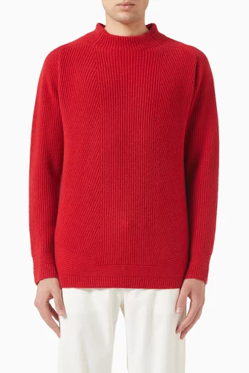 Ribbed Crewneck Sweater in Cashmere-knit