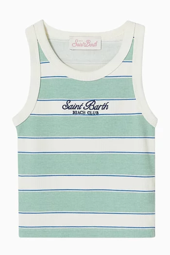 Logo Striped Tank Top in Jersey