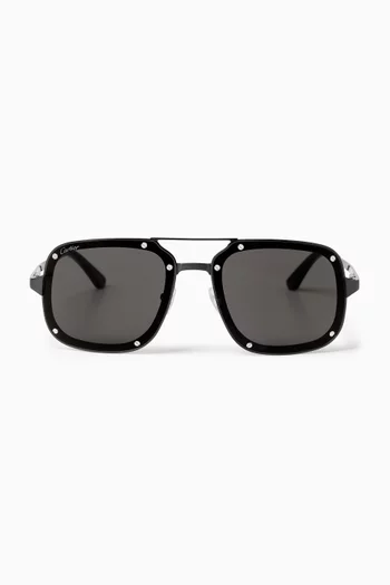 XL Aviator Sunglasses in Titanium