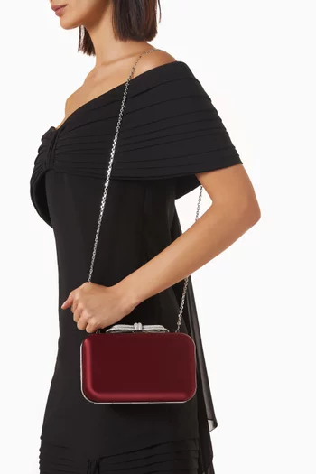 Double Bow Clutch Bag in Satin