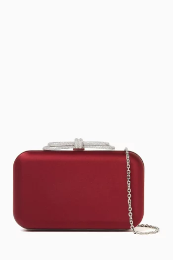 Double Bow Clutch Bag in Satin