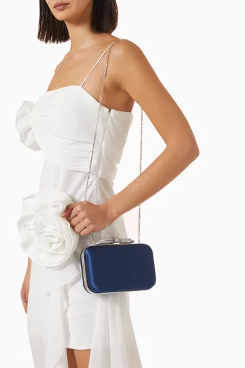 Double Bow Clutch Bag in Satin