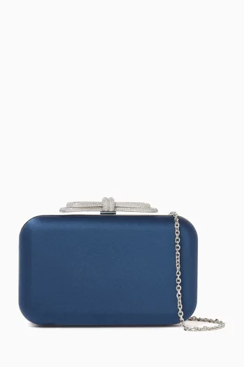 Double Bow Clutch Bag in Satin