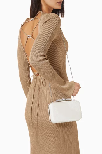 Double Bow Clutch Bag in Satin & Lace