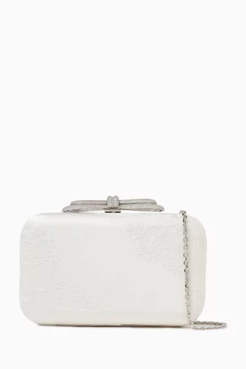 Double Bow Clutch Bag in Satin & Lace