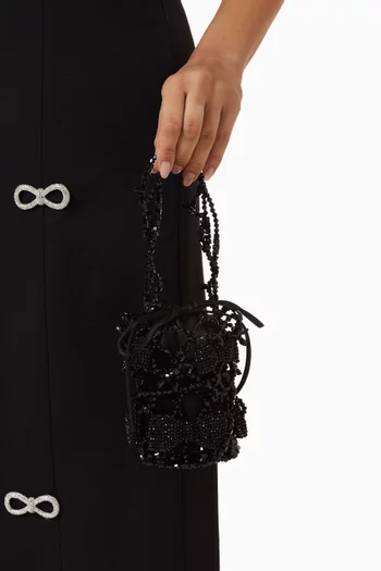 Small Crystal Bow Bucket Bag