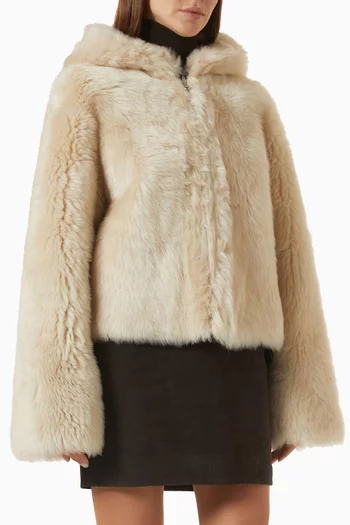 Bianca Hooded Jacket in Shearling
