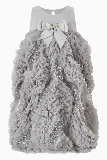 Dylas Ruffle Sequin Dress in Tulle