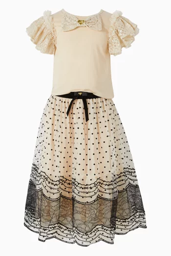 Evelyn Polka Dot Skirt in Lace & Tulle