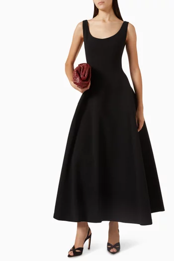 Alodia Flared Dress in Double-crepe