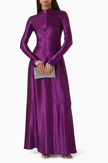 Mila Bias-cut Hammered Dress in Satin