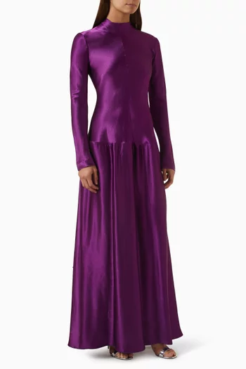 Mila Bias-cut Hammered Dress in Satin