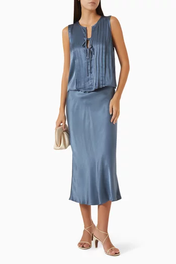 Aja Pleated Tie-front Top