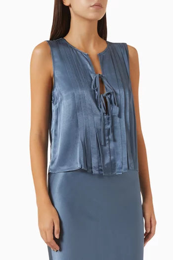Aja Pleated Tie-front Top