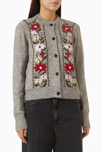 Millie Floral Cardigan in Wool-blend