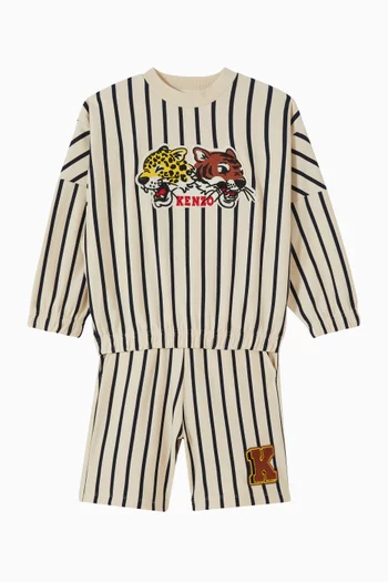 Striped Graphic Sweatshirt in Cotton