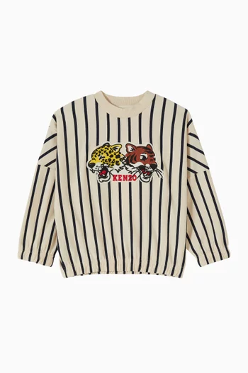 Striped Graphic Sweatshirt in Cotton