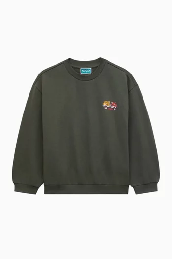 Tiger-print Sweatshirt in Fleece