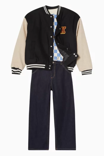 Logo Patch Bomber Jacket in Wool-blend
