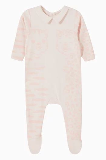 Animal Print Pyjama Romper in Cotton