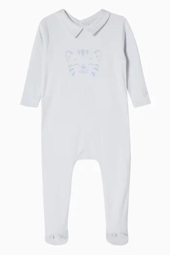 Tiger Print Pyjama Romper in Cotton