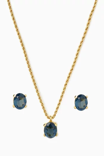 1980s Sapphire & Swarovski Crystal Necklace & Earring Set