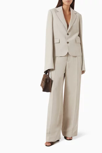 Weighted-sleeve Tailored Jacket in Linen-blend