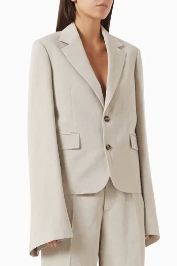 Weighted-sleeve Tailored Jacket in Linen-blend